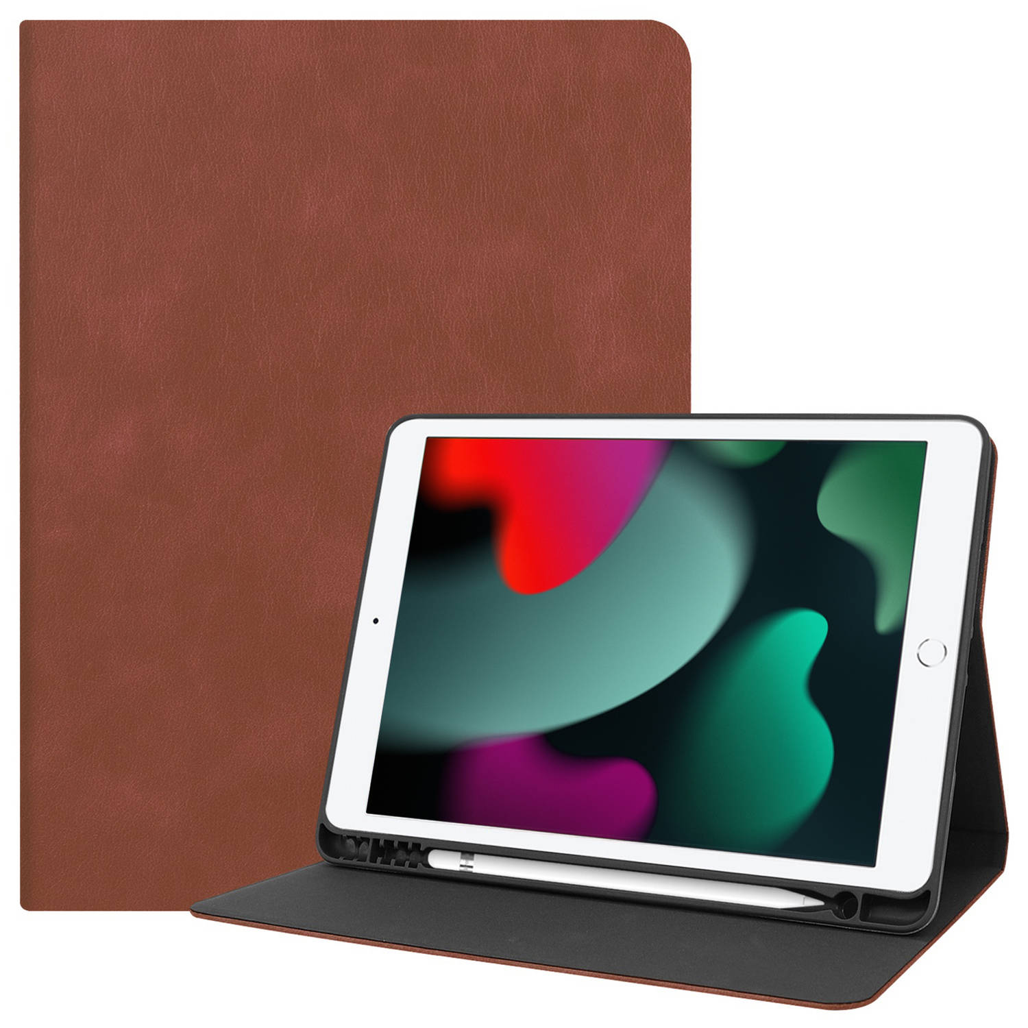 iPad 10.2 2020 Hoes Case Hoesje Hard Cover - iPad 10.2 2020 Hoesje Bookcase Met Uitsparing Apple Pencil - Bruin