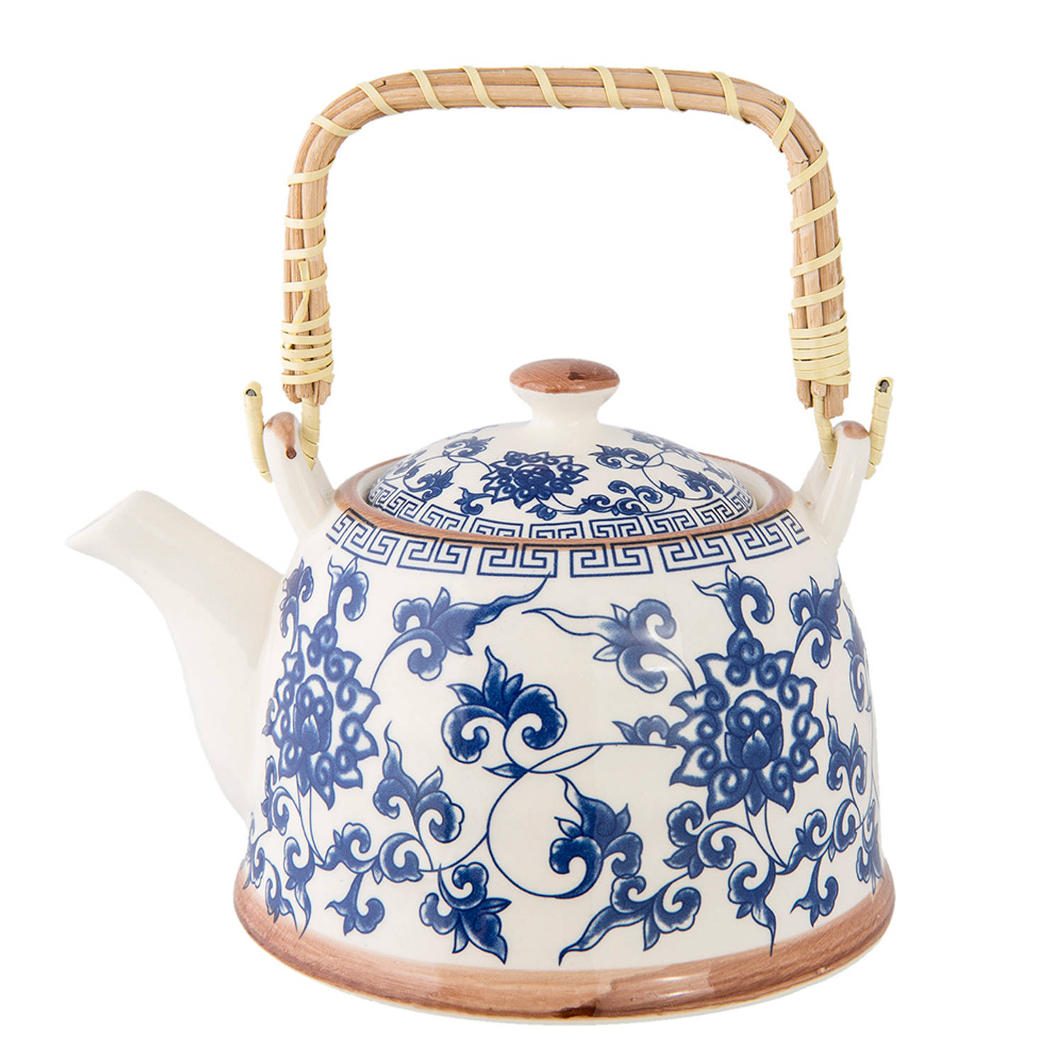 HAES DECO - Chinese Theepot - Porselein - Chinese Bloemen - Theepot 700 ml - Traditioneel Theeservies, Theekan