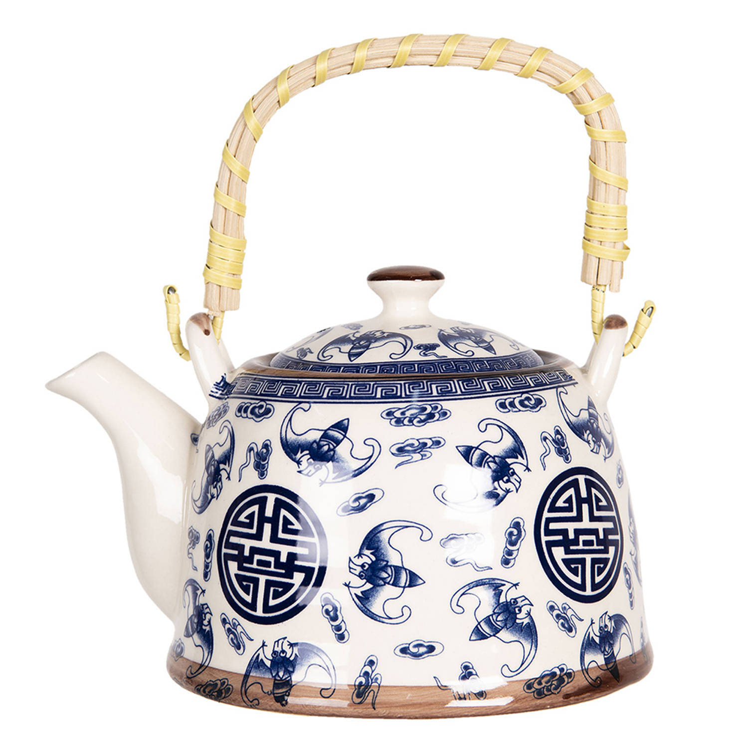 HAES DECO Chinese Theepot Porselein Blauw Chinees Teken Theepot 800 ml Traditioneel Theeservies, The