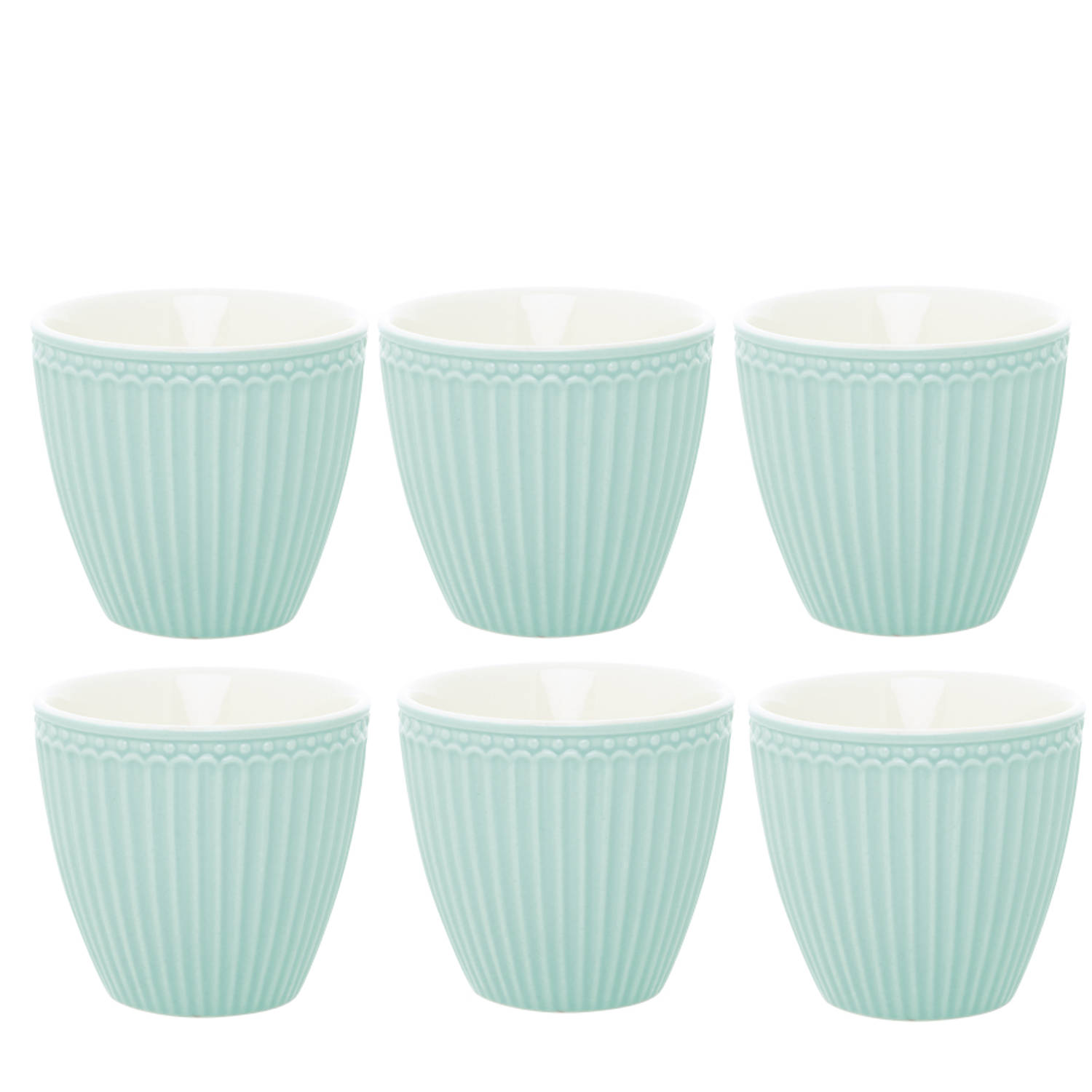6x GreenGate Latte cup (Beker) Alice cool mint 9x10 cm (350 ml)