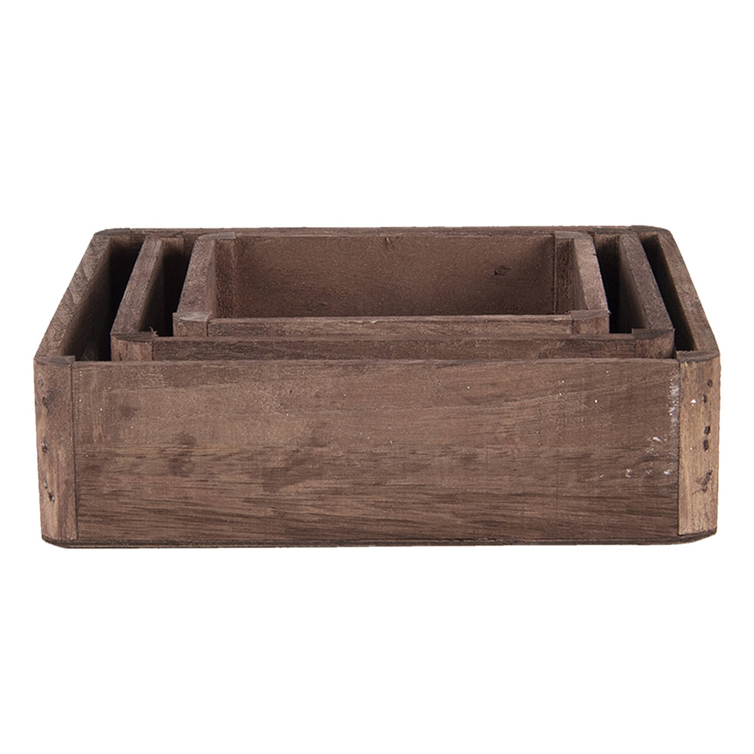 HAES DECO - Decoratieve Dienbladen Set van 3 Bruin 24x24x6 / 20x20x6 / 16x16x6 cm - van Hout