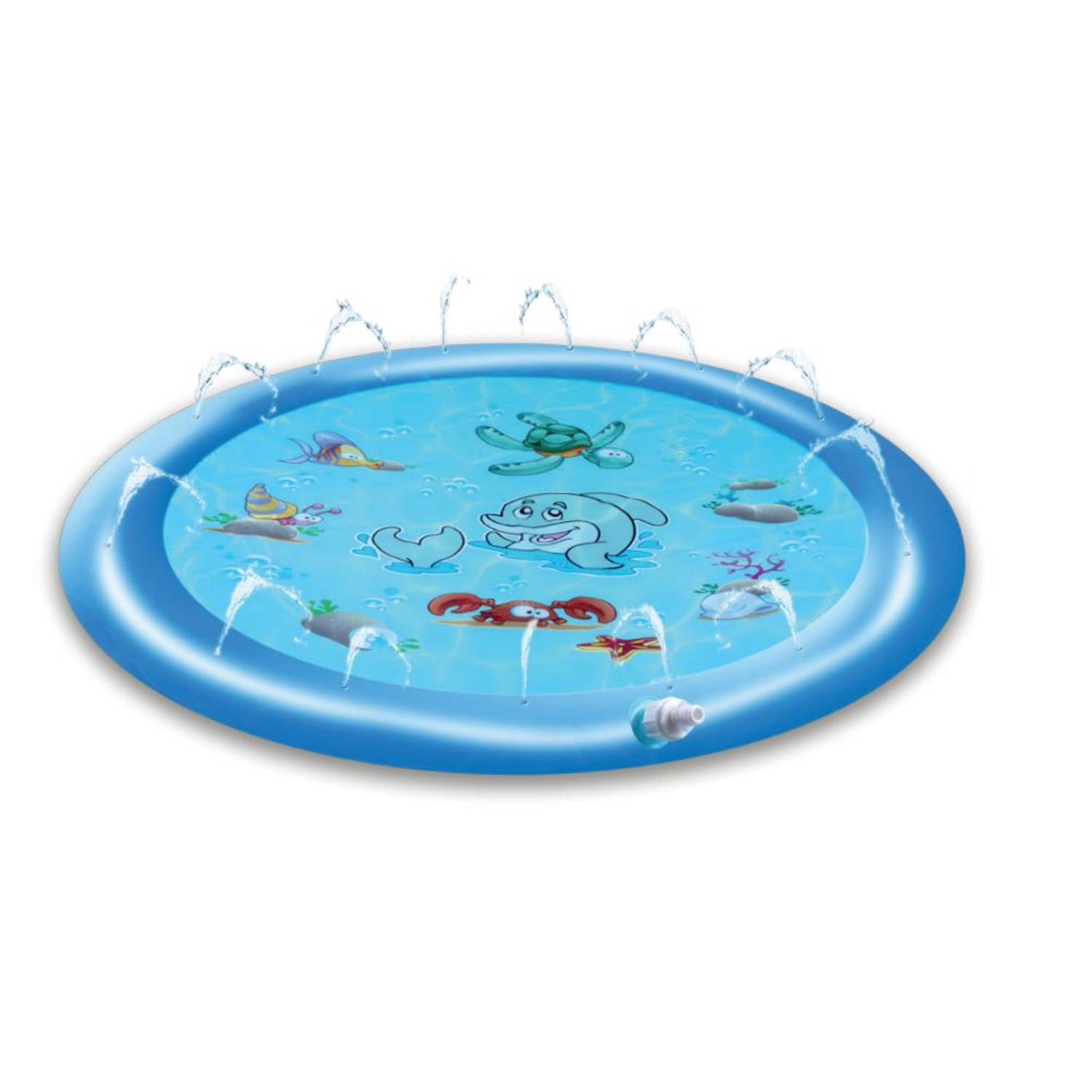 Creative Kids Waterspeelmat Ø170CM - Watermat met Sproeisysteem - Onderwaterprint - Vanaf 3 Jaar - Kunststof - Blauw