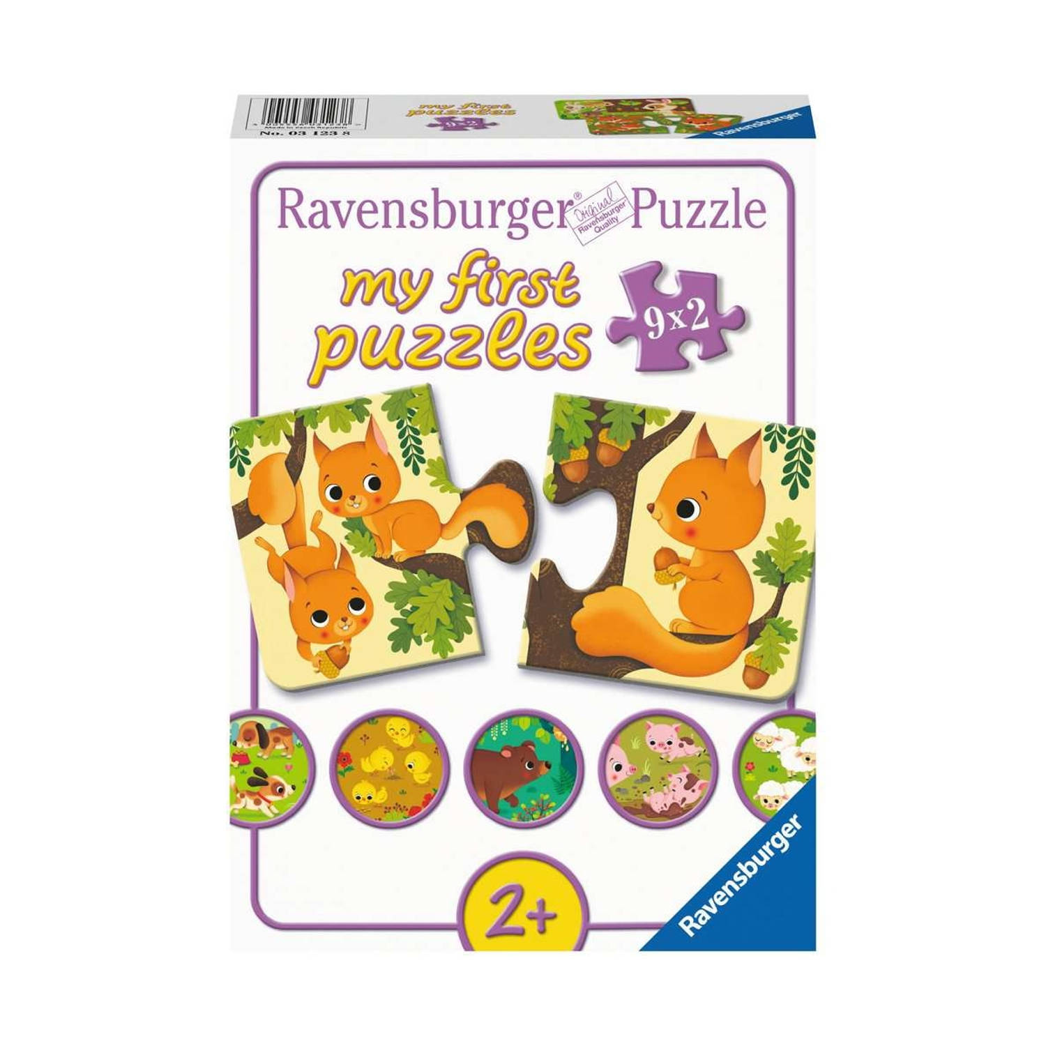 Ravensburger puzzel dieren en hun kinderen 9x2 stukjes