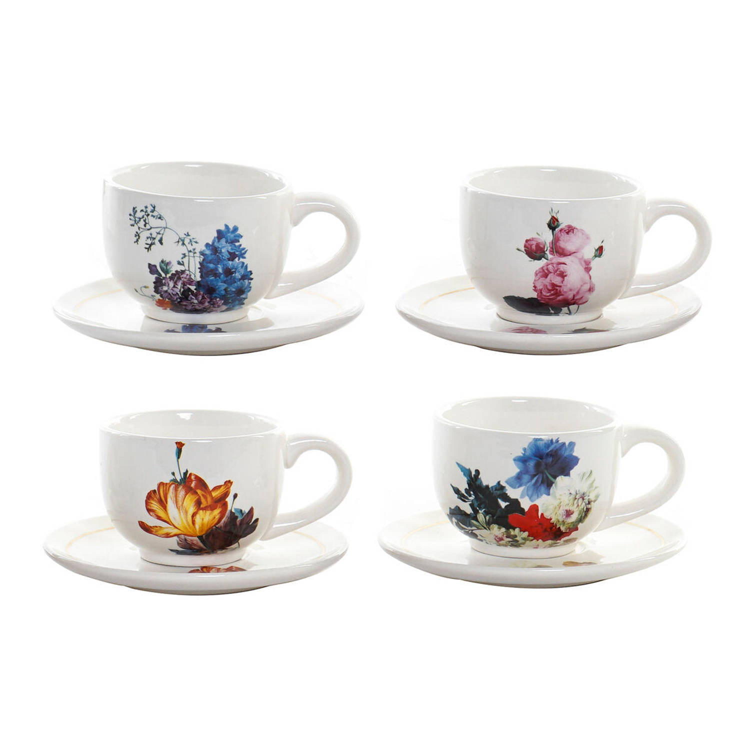 Set van koffiekopjes DKD Home Decor Multicolour 150 ml 4 Onderdelen Dolomite