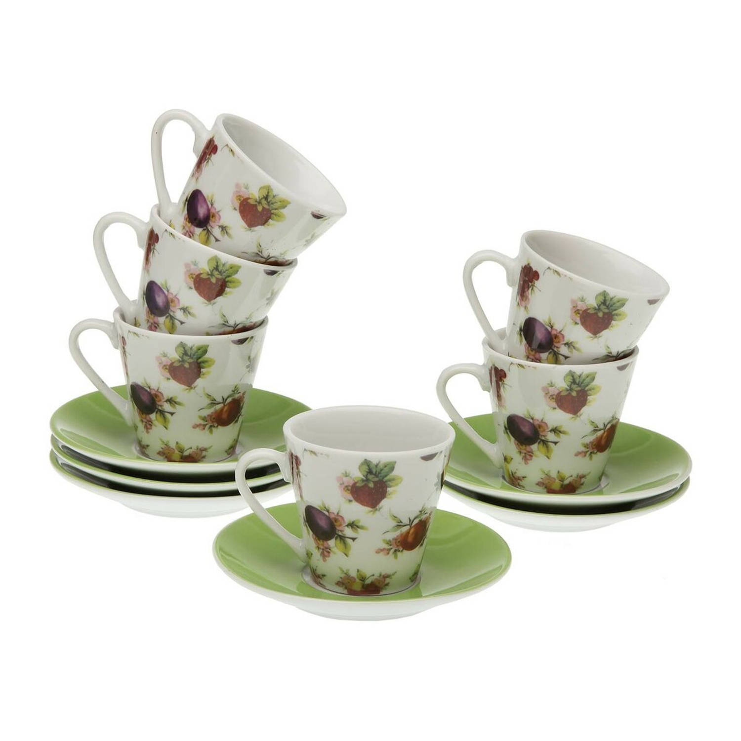 Set van koffiekopjes Versa Strawberry Porselein (6 Onderdelen)