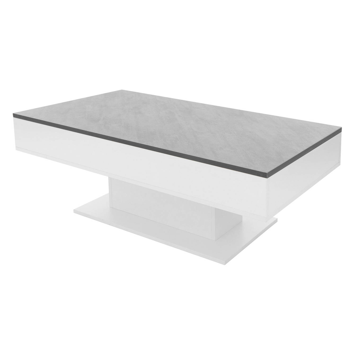 Salontafel 110x60x40 cm wit/betonlook van spaanplaat incl. 2 opbergvakken onder schuifblad ML-Design