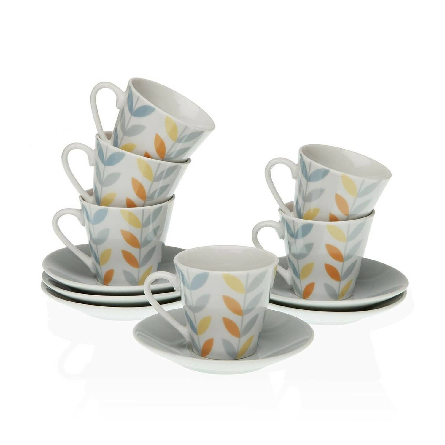 Set van Kopje met Schotel Versa Erin Koffie Porselein (12 Onderdelen)