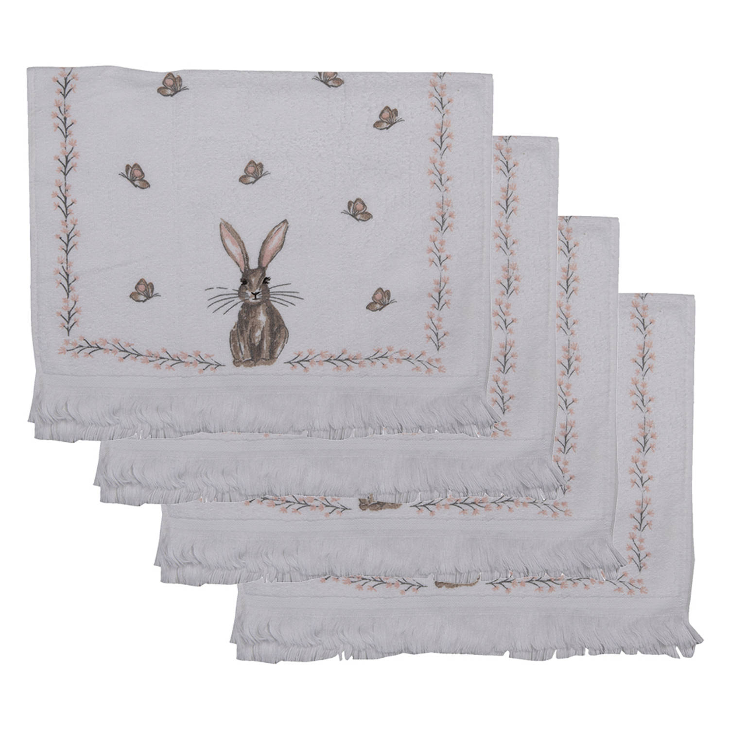 HAES DECO Gastendoek-handdoek 40x66 cm 100% Katoen Rustic Easter Bunny