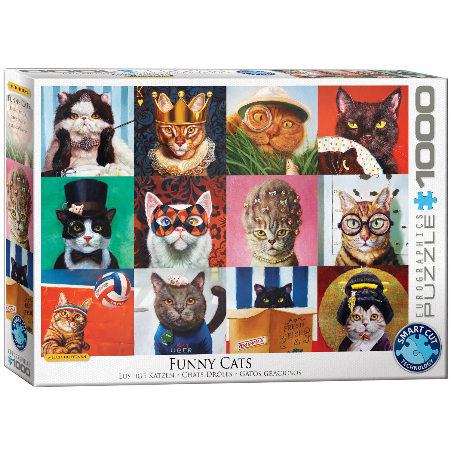 Eurographics puzzel Funny Cats Lucia Heffernan 1000 stukjes