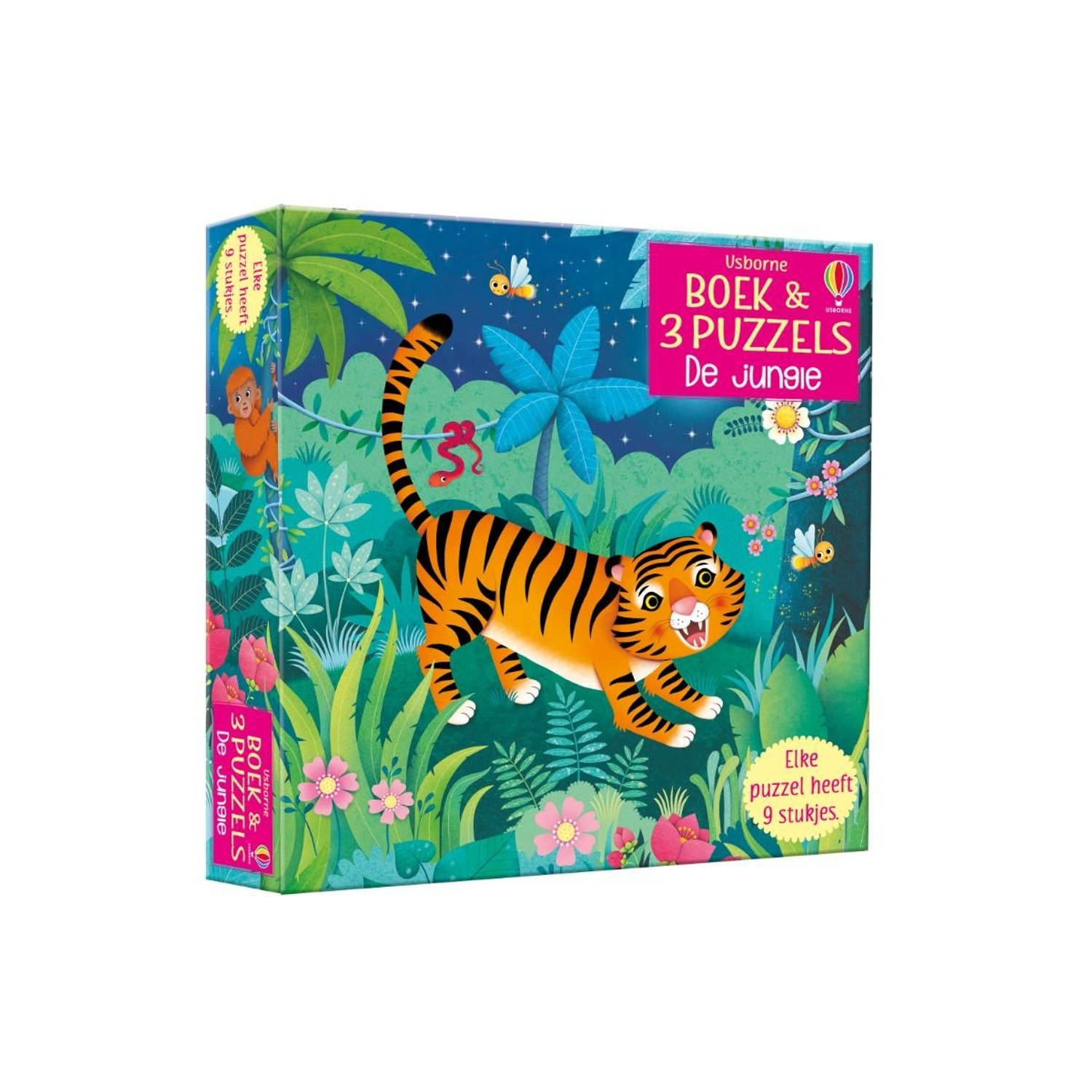 Boek & 3 Puzzels De jungle