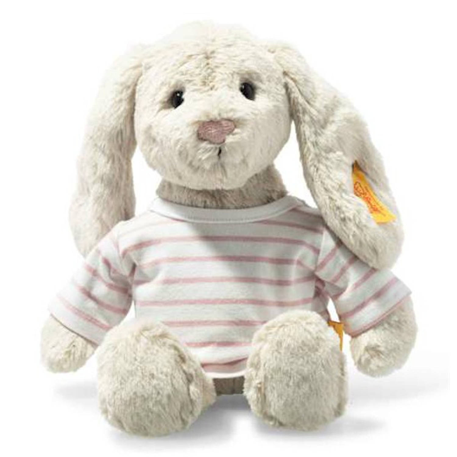 Steiff Soft Cuddly Friends Hoppie rabbit with T-shirt, light grey
