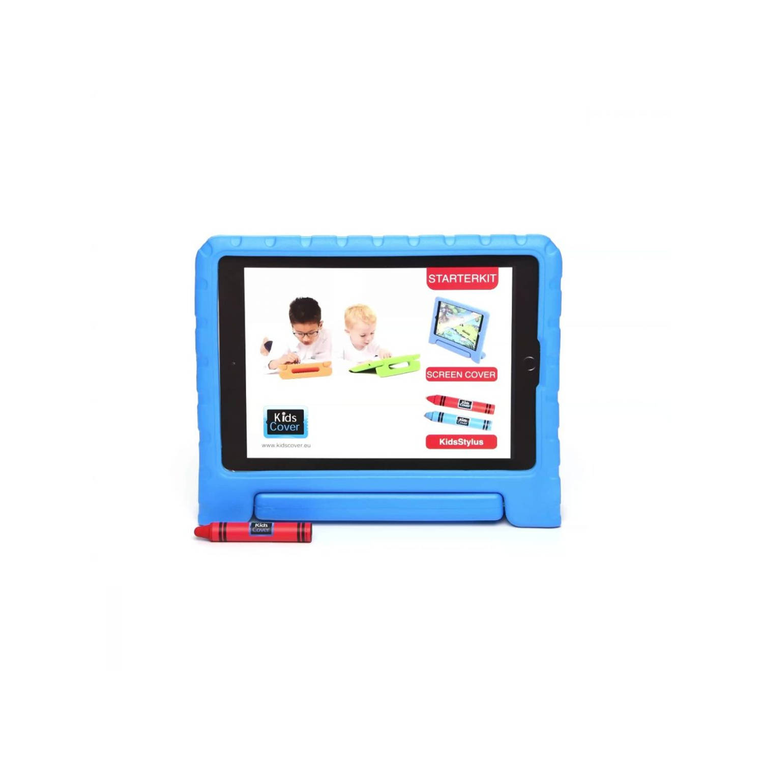 KidsCover iPad 10.2 (2019, 2020) inch blauw set INCLUSIEF stylus & glazen screenprotector hoes voor 