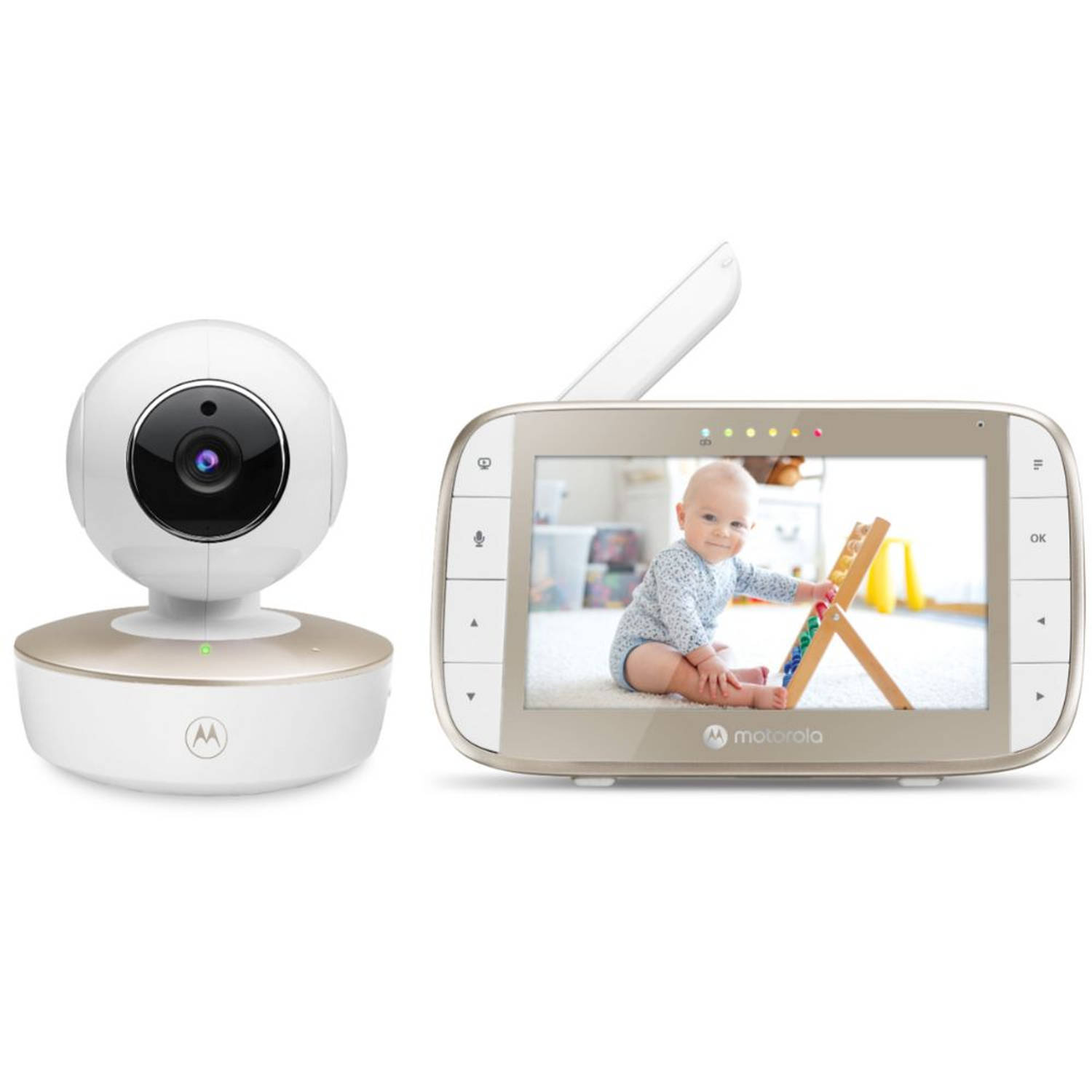 Motorola Baby Monitor VM50G 5"" - Nachtvisie - Temperatuurmeter - Camera - 2000mAh Batterij - Wit/ Goud