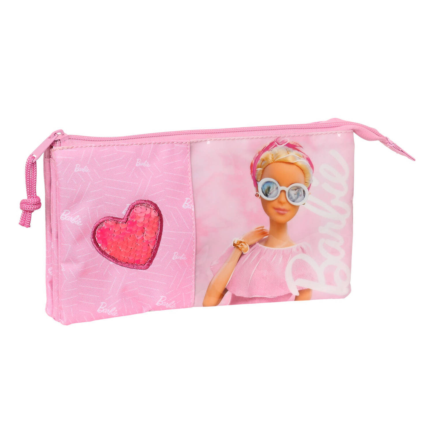 Pennenetui met 3 vakken Barbie Girl Roze (22 x 12 x 3 cm)