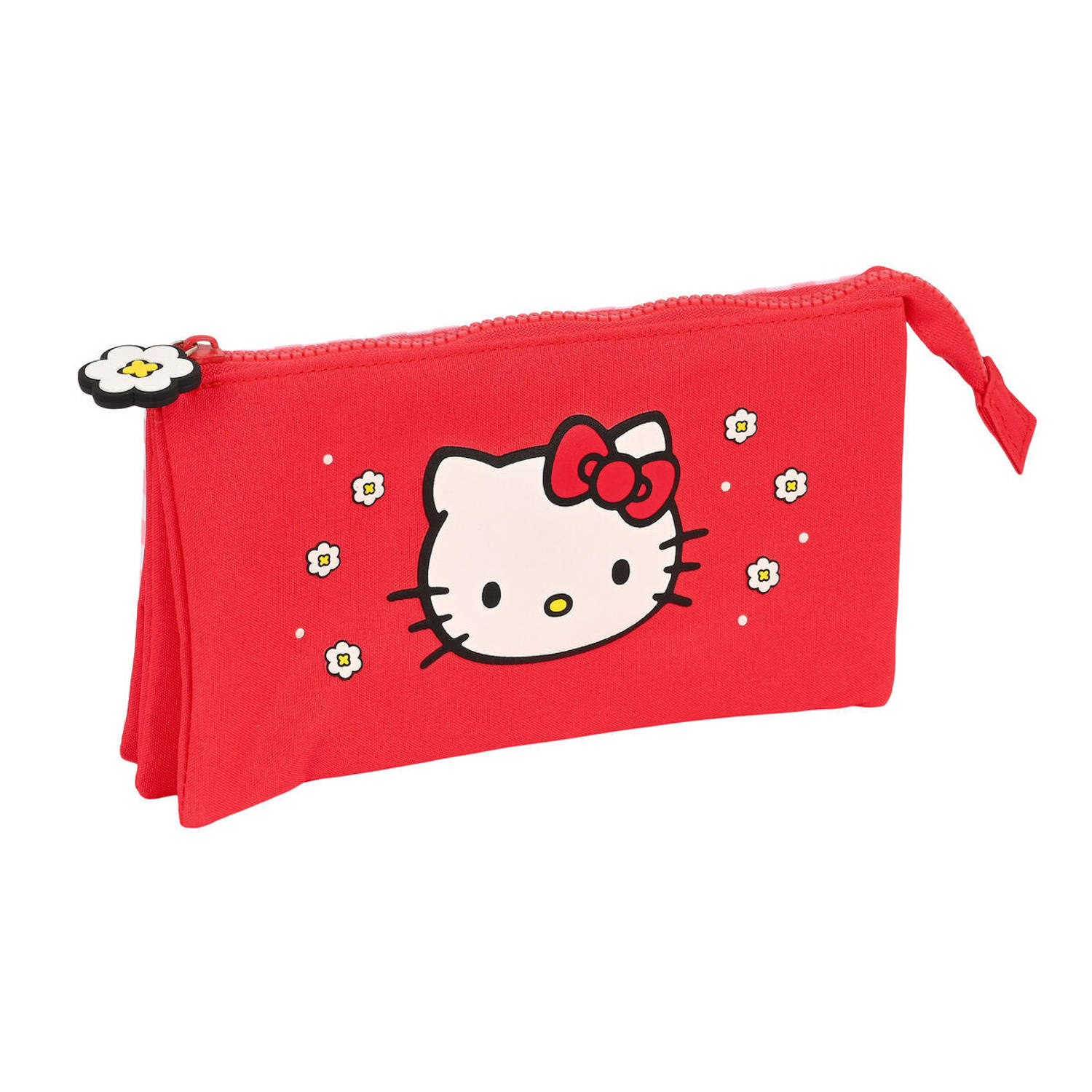 Pennenetui met 3 vakken Hello Kitty Spring Rood (22 x 12 x 3 cm)