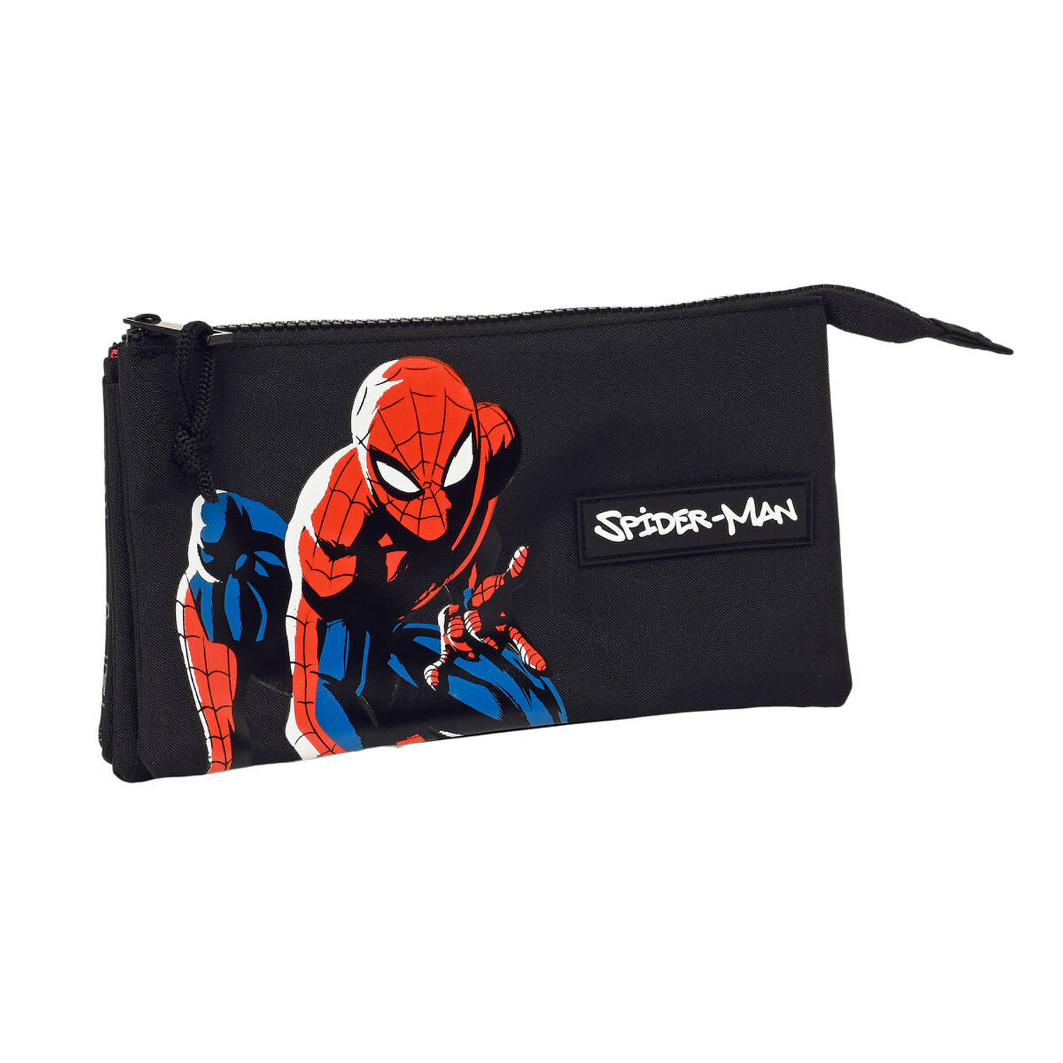 Pennenetui met 3 vakken Spiderman Hero Zwart (22 x 12 x 3 cm)