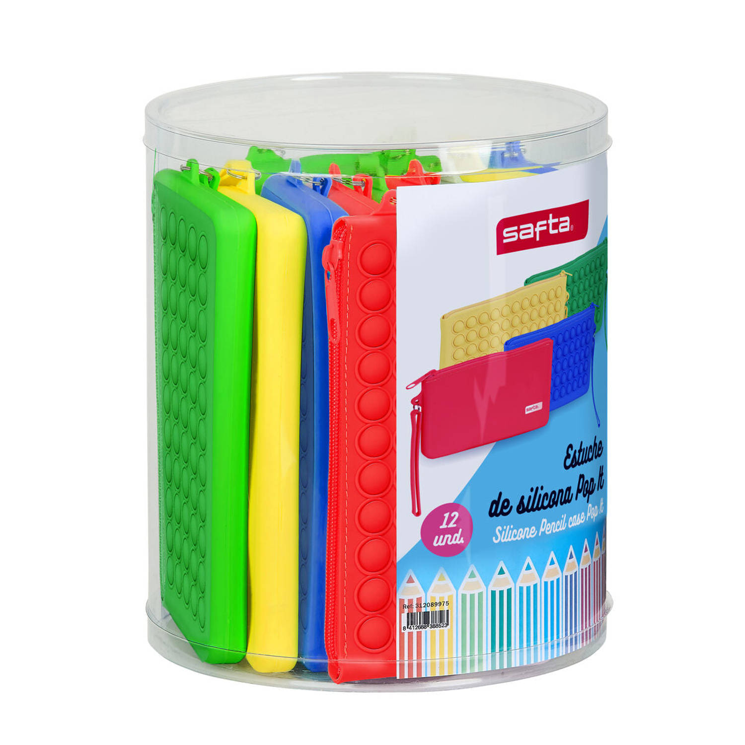 Schoolpennenzak Safta Pop It Plat Multicolour Set (12 Onderdelen)