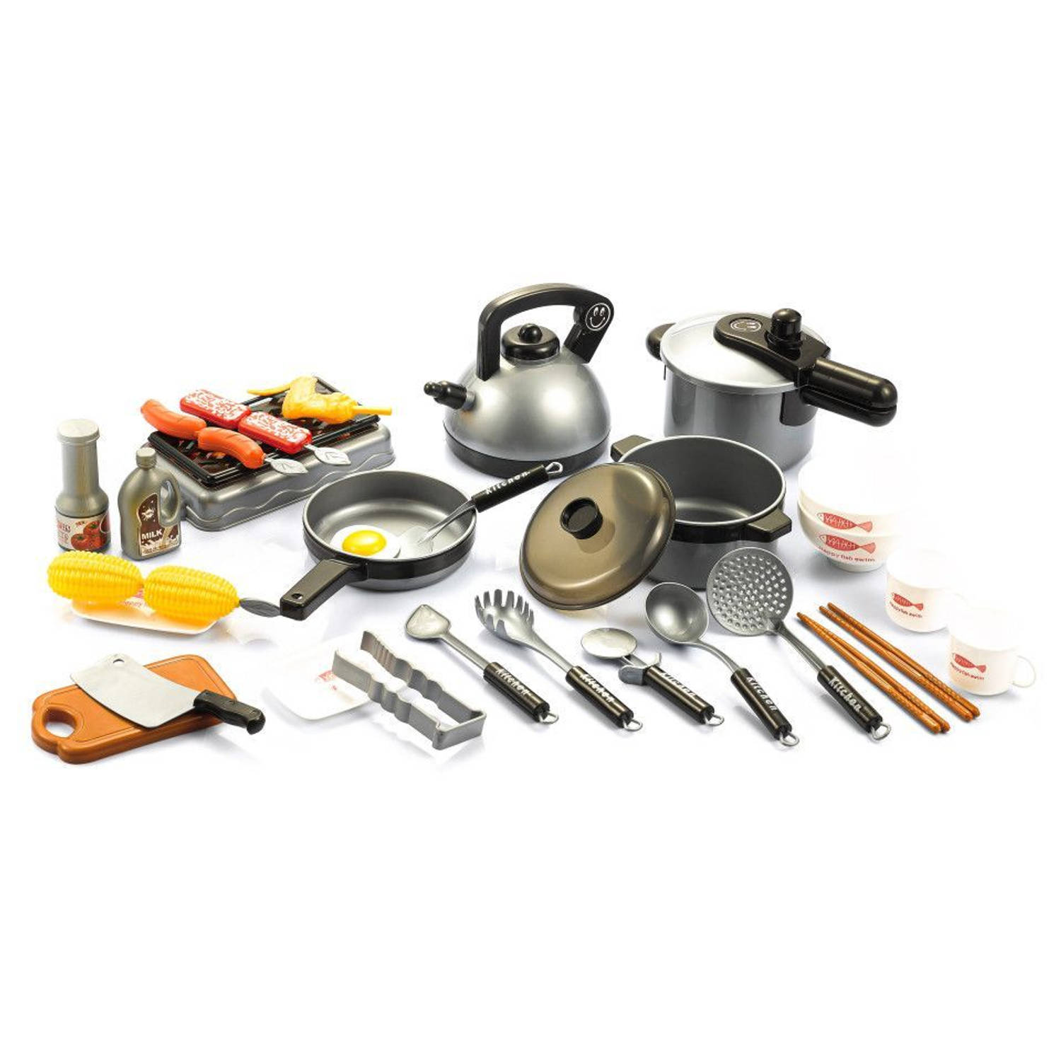 Home kitchen 36 delige speelgoedset voor koken en grillen - Met geluid en licht - Kookset - Speelgoedkeuken accessoires set
