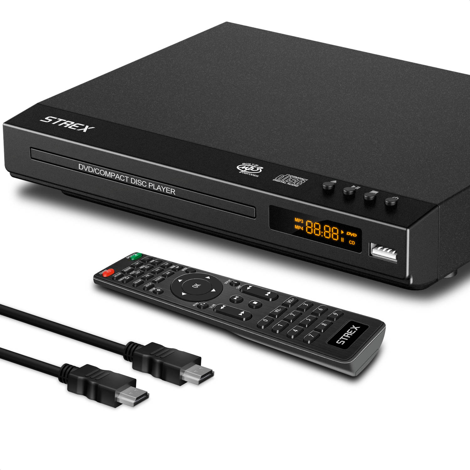 Strex DVD Speler Met HDMI Full HD 1080P Afstandsbediening USB HDMI-RCA Regio Vrij Zwart