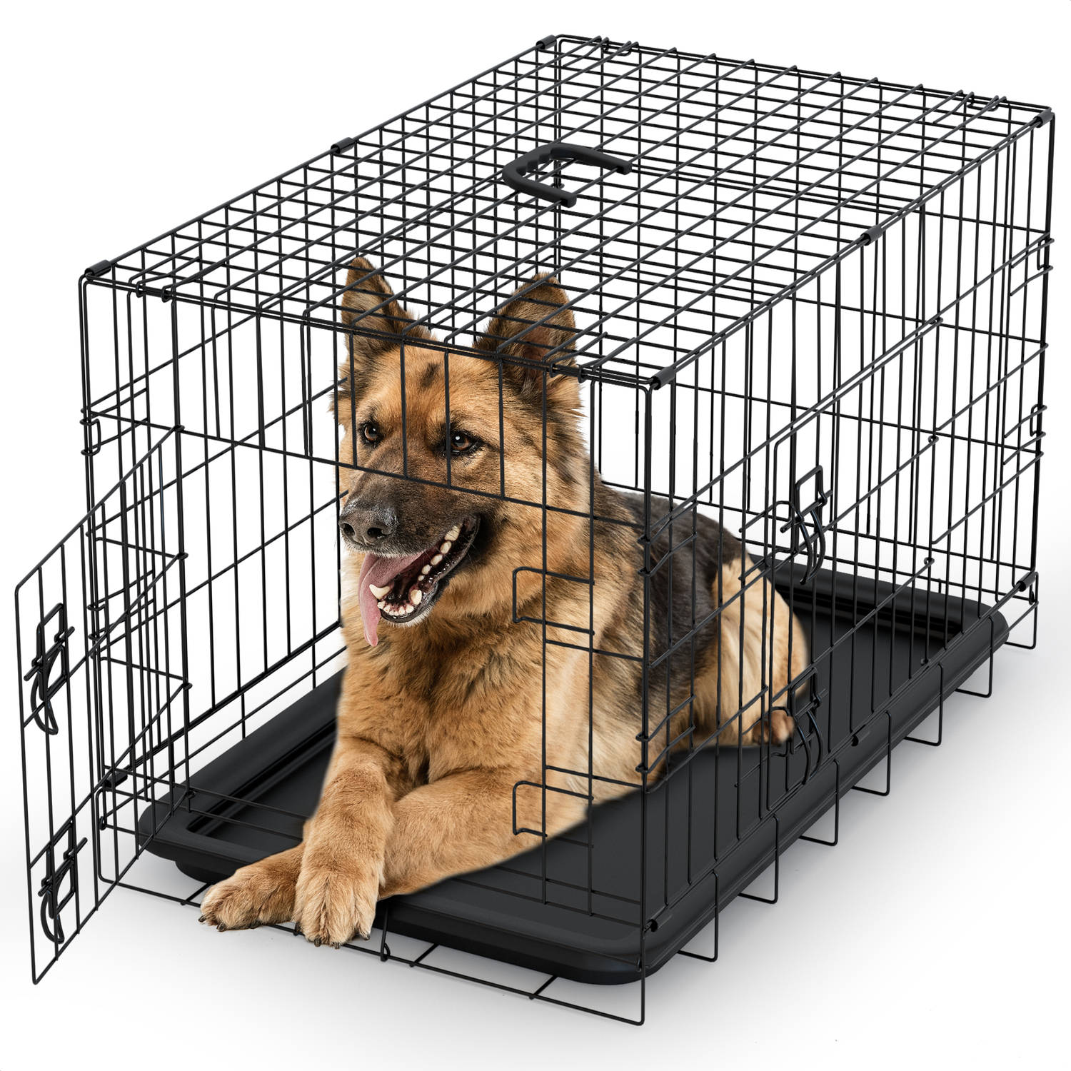 Avalo Hondenbench XXL Bench Voor Honden Opvouwbare Kooi 2 Deuren 122x74x80 CM