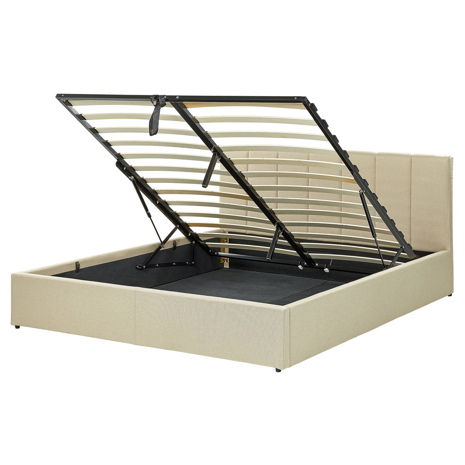 Beliani DREUX - Bed with Storage - Beige - Polyester