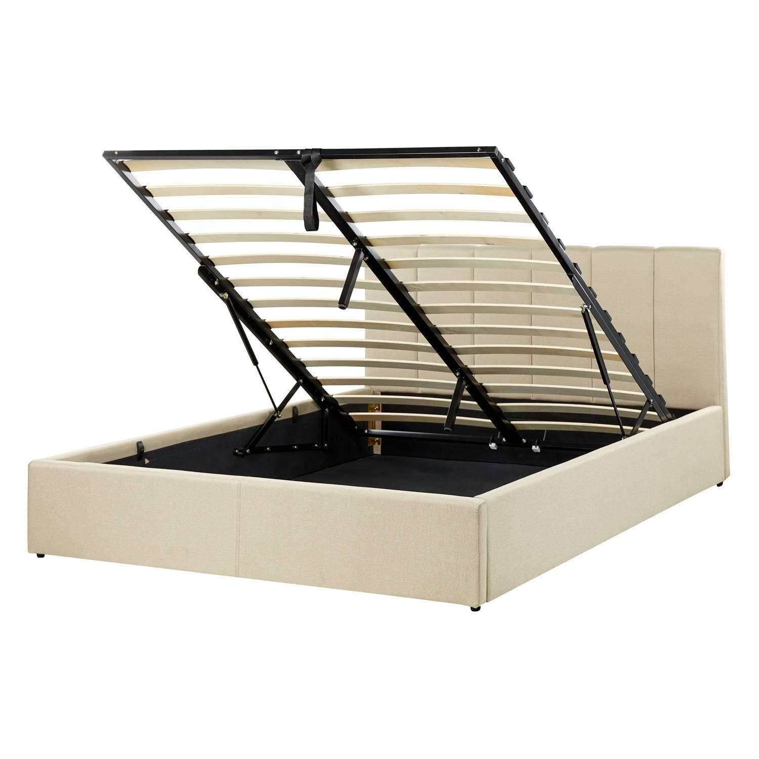 Beliani DREUX - Bed with Storage - Beige - Polyester