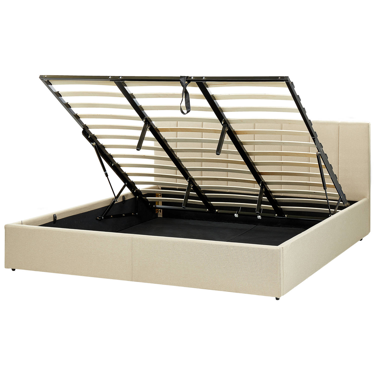 Beliani DREUX - Bed with Storage - Beige - Polyester