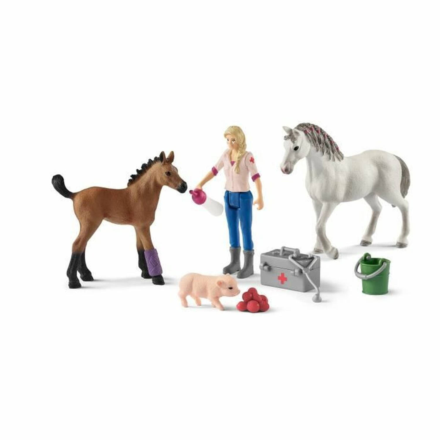 Playset Schleich Vet visiting mare and foal Paard Plastic