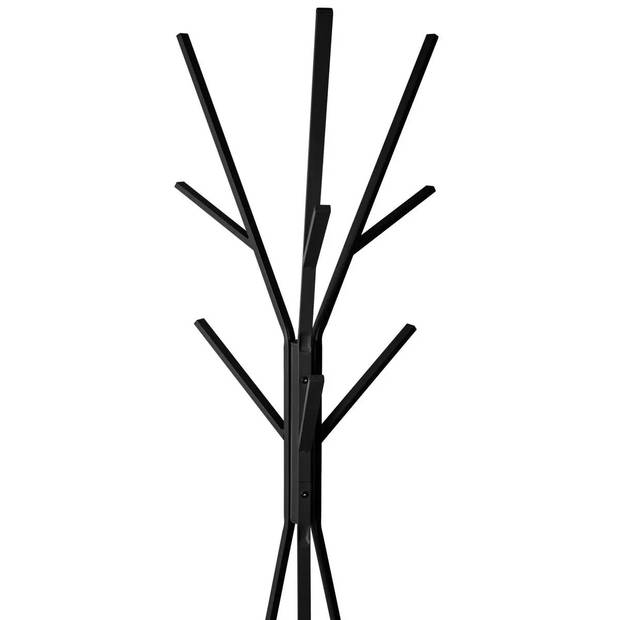 5Five kapstok - zwart - metaal/MDF hout - 9 haaks - 45 x 40 x 180 cm - Kapstokken