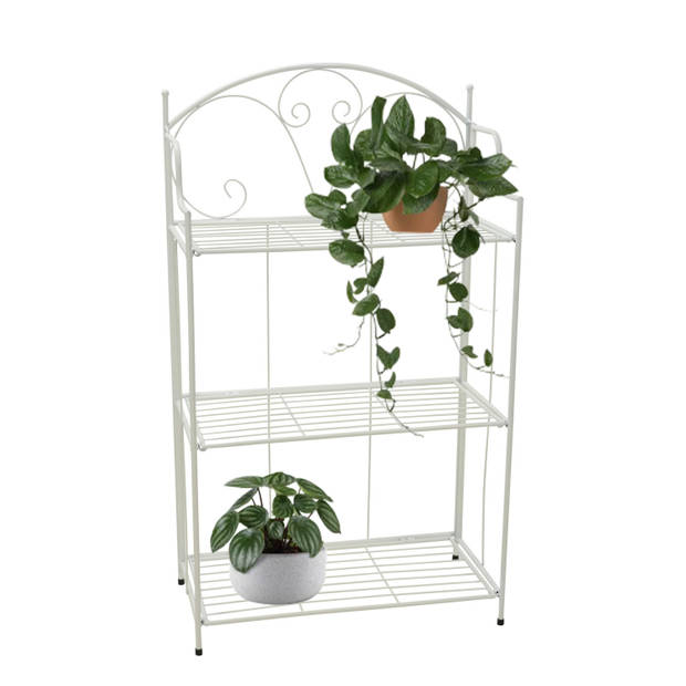 Pro Garden Plantenrek - wit - metaal - opvouwbaar - 58 x 30 x 100 cm - Plantenrekjes