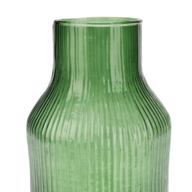 Excellent Houseware glazen vaas / bloemen vazen - groen - 12 x 23 cm - Vazen