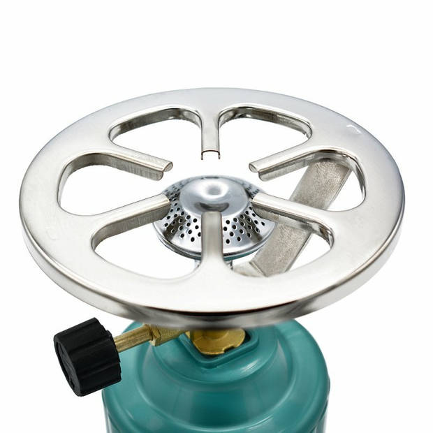 Camping kookstel kunststof metallic groen incl. 2x gas navulling priktank 190 gram - Kookbranders