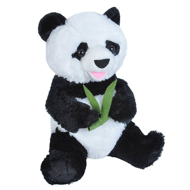 Pluche knuffel panda beer 25 cm met A5-size Happy Birthday wenskaart - Knuffelberen