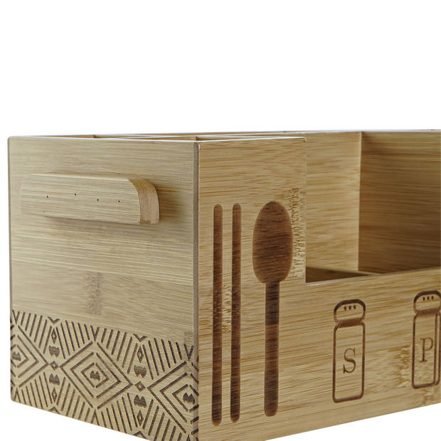 Items keukengerei/bestek houder - 31 x 16 x 15 cm - bamboe hout - Keukenhulphouders