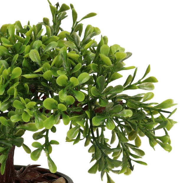 H&S Collection Kunstplant Bonsai boompje in pot - Japans decoratie - 19 cm - Type Olive - Kunstplanten