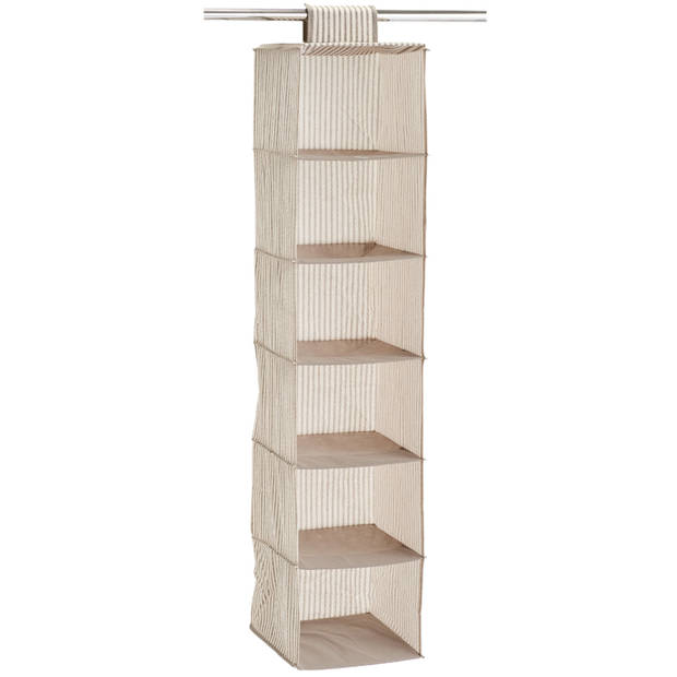 Zeller kast organiser - hangend - 6 vakken - 30 x 30 x 129 cm - beige - Opbergmanden