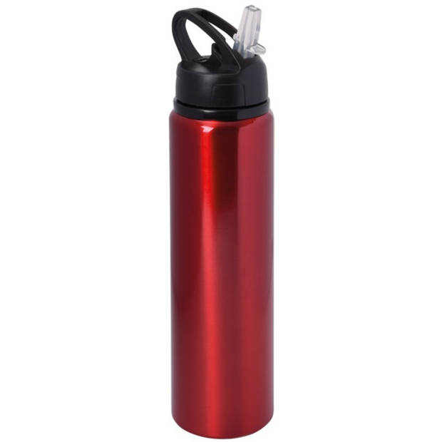 Waterfles/sportfles/drinkfles sporty - rood - aluminium/kunststof - 800 ml - Drinkflessen