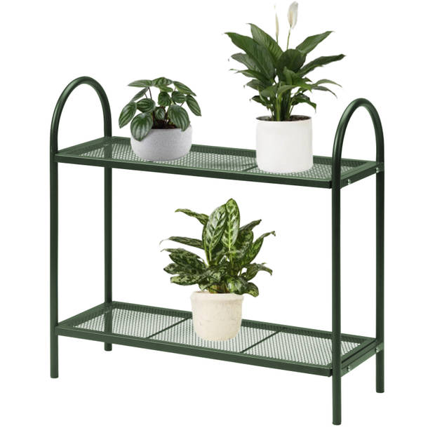 Pro Garden Plantenrek - groen - metaal - opvouwbaar - 60 x 22 x 58 cm - Plantenrekjes