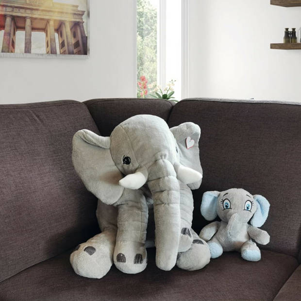 Speelgoed Knuffel Olifant van zachte pluche - grijs - 65 cm - Knuffeldier