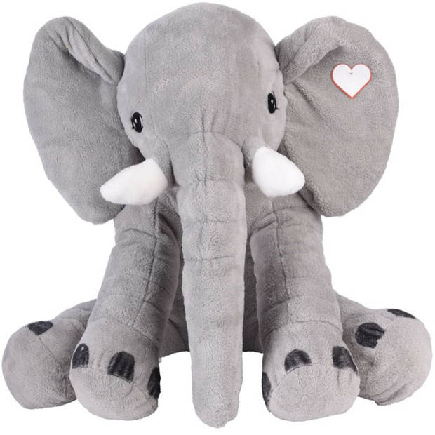 Speelgoed Knuffel Olifant van zachte pluche - grijs - 65 cm - Knuffeldier