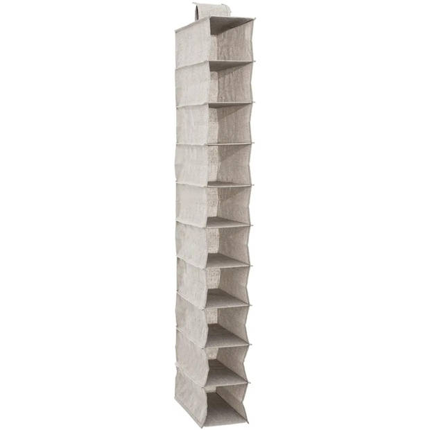 5Five kast organiser - hangend - 10 vakken - 30 x 15 x 120 cm - beige - Opbergmanden