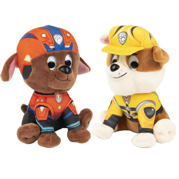 2x stuks Paw Patrol pluche karakters knuffels Rubble en Zuma 15 cm - Knuffeldier