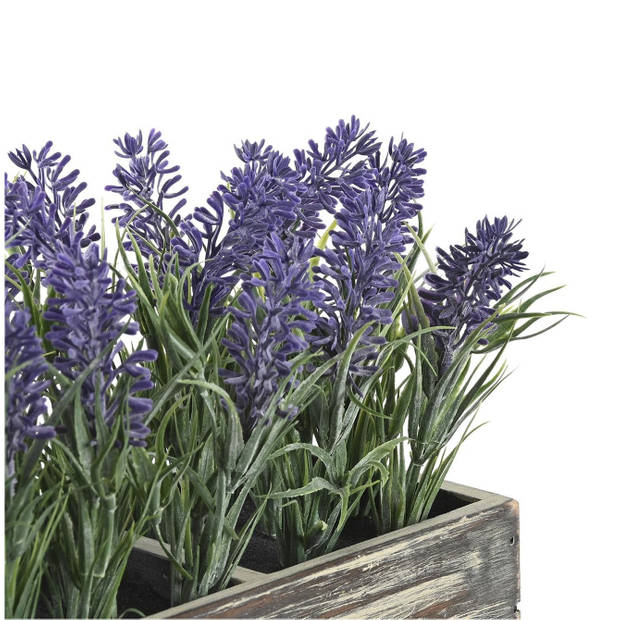 Items Lavendel bloemen kunstplant in bloembak - paarse bloemen - 34 x 14 x 19 cm - bloemstukje - Kunstplanten