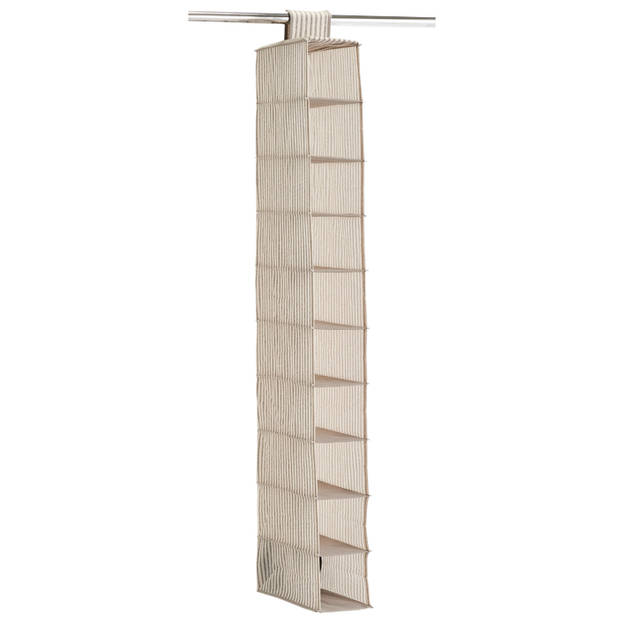 Zeller kast organiser - hangend - 10 vakken - 15 x 30 x 129 cm - beige - Opbergmanden