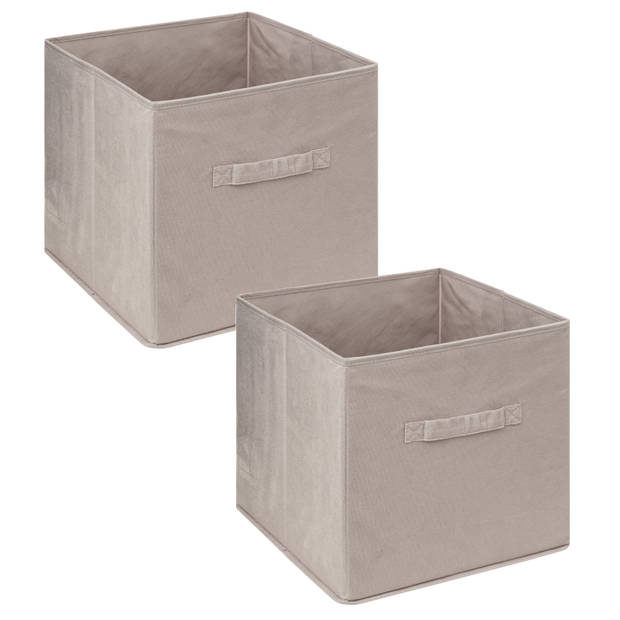 5Five Opbergmand/kastmand - 2x - vakkenkast - 29 liter - beige - 31 x 31 x 31 cm - Opbergmanden