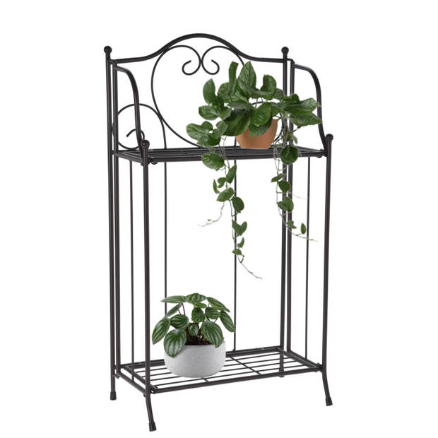 Pro Garden Plantenrek - zwart - metaal - opvouwbaar - 34 x 18 x 65 cm - Plantenrekjes