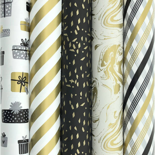 Gatsby 2 Cadeaupapier - assortiment inpakpapier - 2 meter x 70 cm - 10 rollen