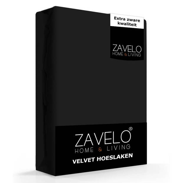 Zavelo Flanel Velvet Hoeslaken Zwart-Lits-jumeaux (180x200 cm)