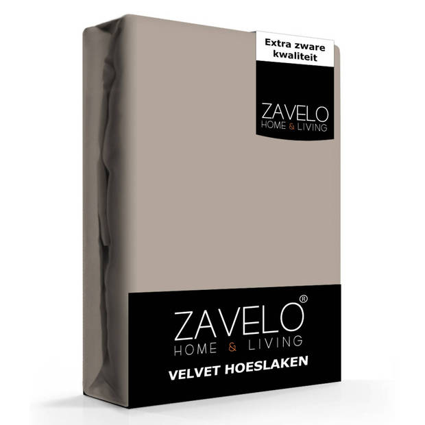 Zavelo Flanel Velvet Hoeslaken Taupe-1-persoons (90x200 cm)