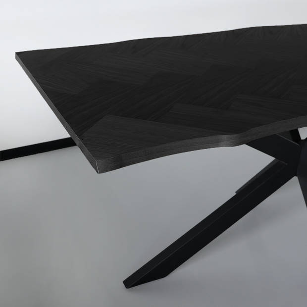 Eettafel langwerpig visgraat 180cm Otis zwart langwerpige tafel